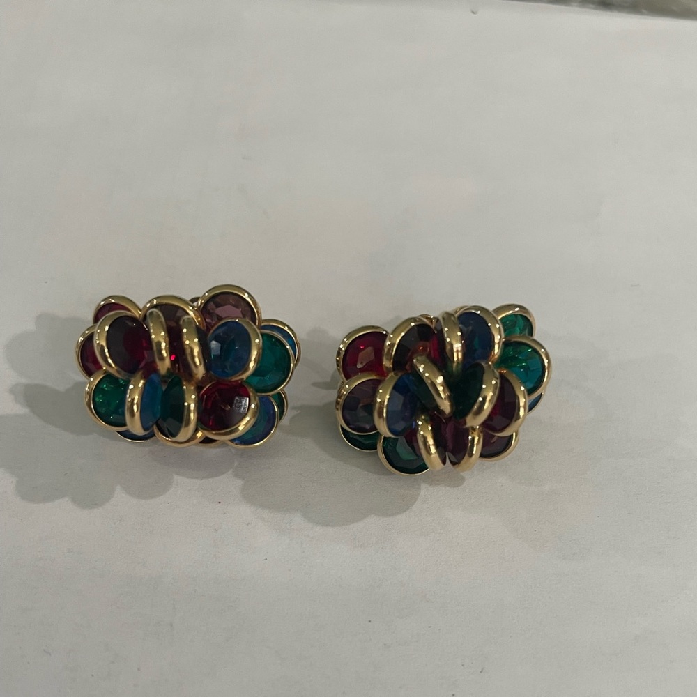 Vintage Multi colored clip on earrings